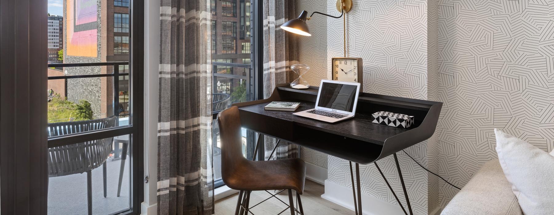 home work space in living room