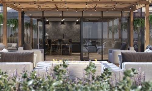 outdoor patio with firepit