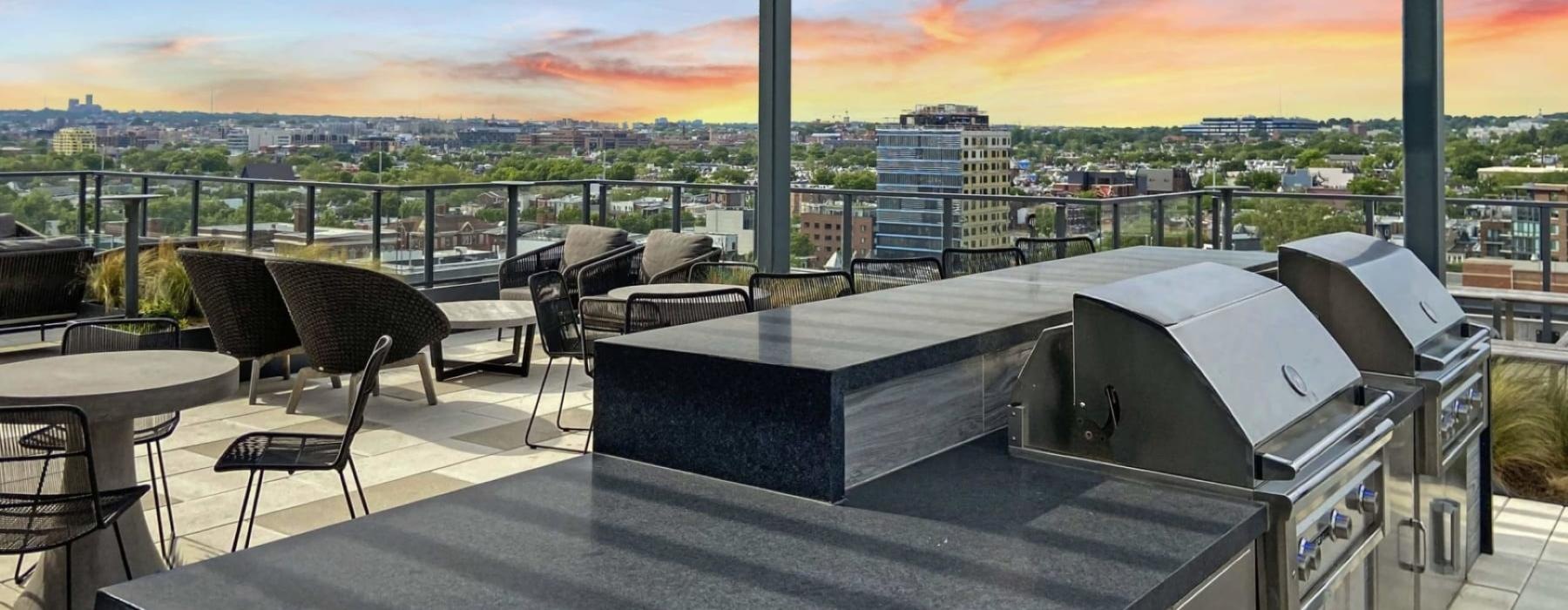rooftop grills with eating area